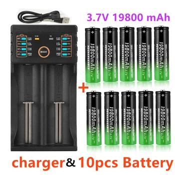 

New 18650 battery 3.7V 19800mAh rechargeable lion battery for Led flash light battery 18650 battery Wholesale + USB charger