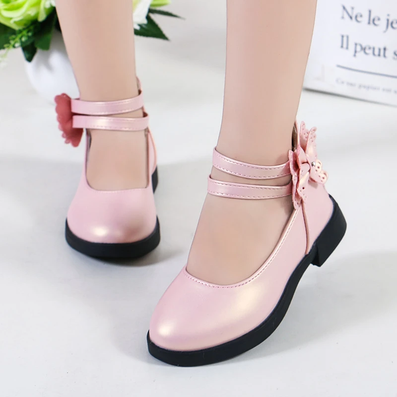 Los zapatos casuales para niñas niños zapatillas deporte planas de medio chica grande zapatos de cuero de tobillo arco dulce princesa suave de la boda 26 NUEVA|Zapatillas deportivas| - AliExpress