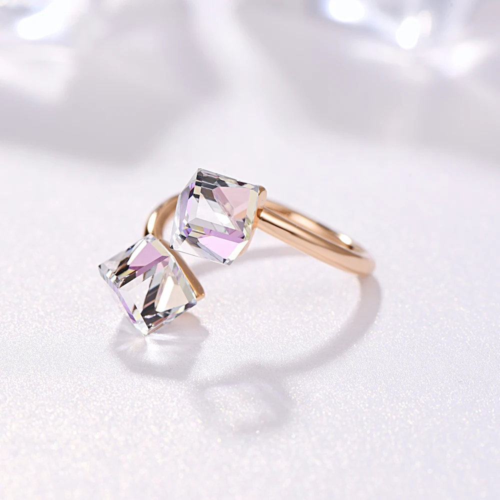 Malanda, кристаллы от Swarovski, открытые кольца для женщин, новая мода, розовое золото, женские кольца для свадебной вечеринки, ювелирные изделия, подарок для девочек