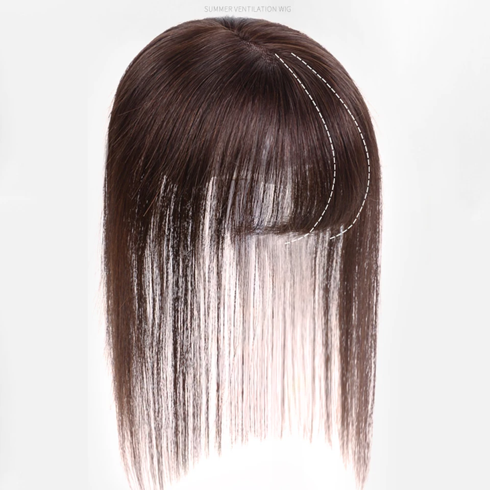 Brazilian Straight Topper Hair Remy Hair with Bangs for Women Clip-in One-piece Hair Extension Human Hair Pieces for Hair Loss