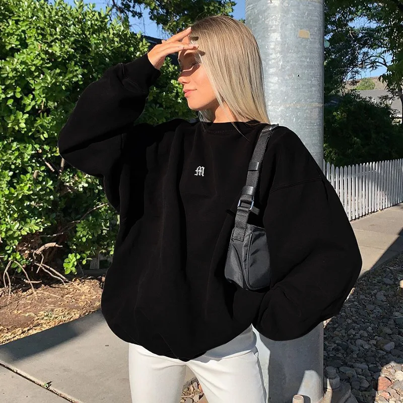 winter streetwear women clothes plus size sweatshirt embroidery M long sleeve oversize harajuku hoodie Pullovers tops | Женская одежда