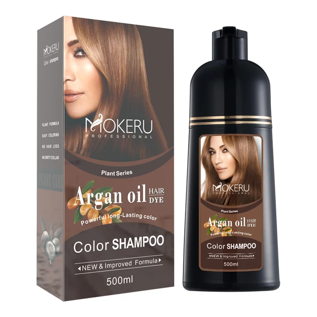 Mokeru Natural Organic Brown Hair Color Permanent Hair Coloring Shampoo Long Lasting Hair Dye Shampoo For Women Professional Dye 6