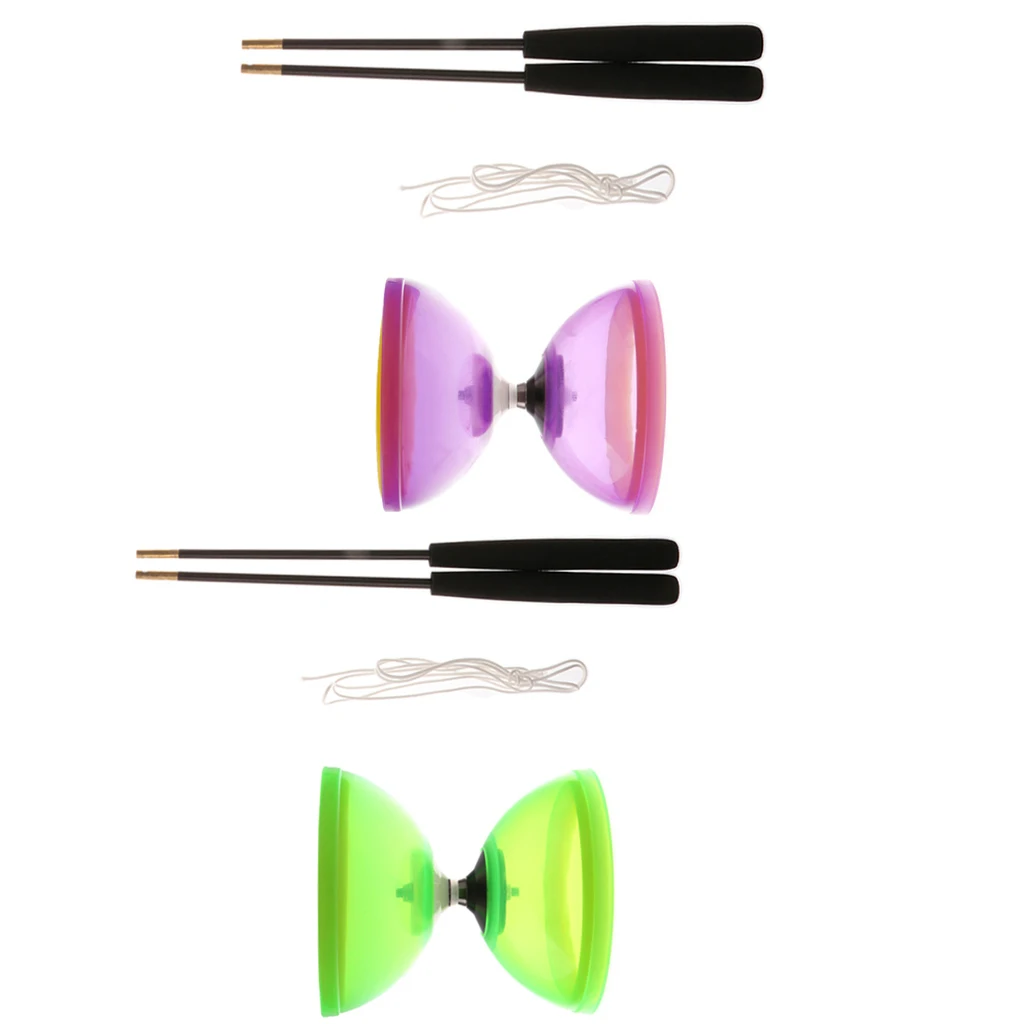 2x Professional 1-Bearing 5-inch Chinese Yoyo Diabolo Toy & Aluminum Sticks