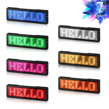 

Mini LED Digital Display Name Badge Rechargeable Programmable Scrolling display Personal Message Tag Badge Sign for Party Banque
