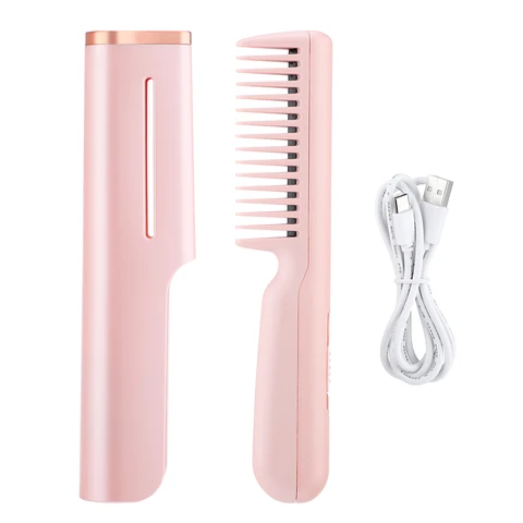 in 1 Portable Fast Heating Comb Smooth Electric Hair Straightener Brush Beard Combing Traveling Business Travel Unisex Curler