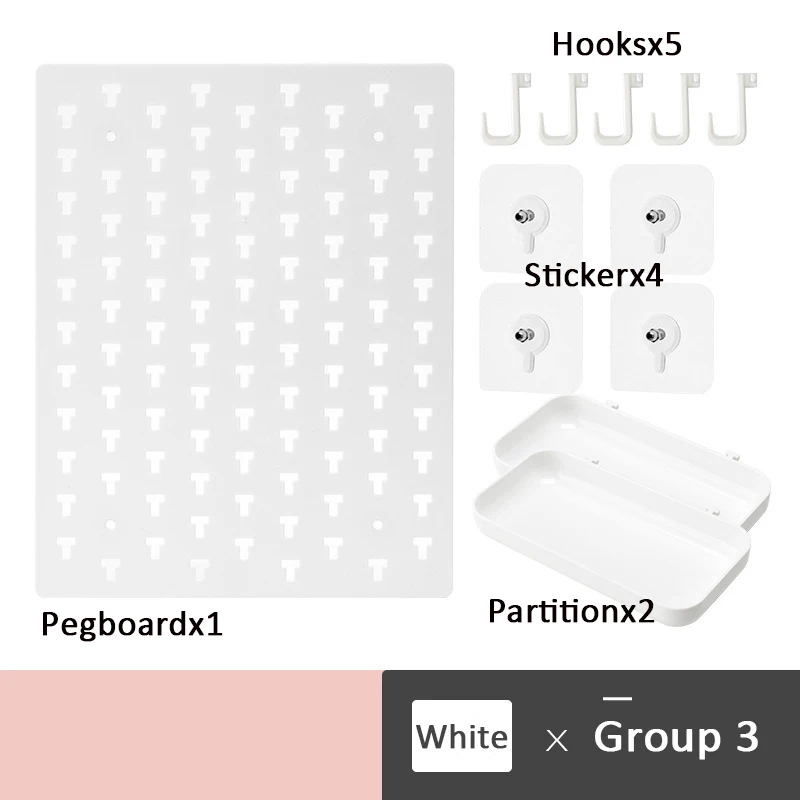 White-Group 3 Pegboard хранение рукодельных принадлежностей Органайзер настенный дисплей пластиковый водонепроницаемый настенный стеллаж для гостиной кухни ванной комнаты - Цвет: White-Group 3
