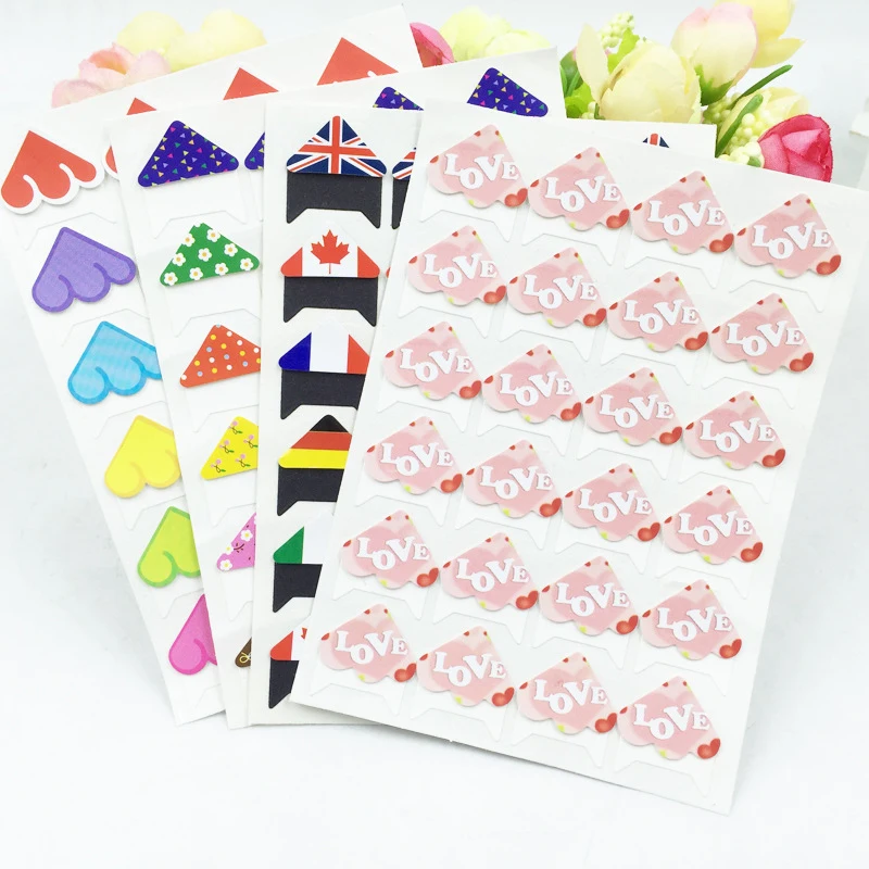 

24 pcs/lot (1 sheet) DIY Floral Print Flag Multicolor Corner Paper Stickers for Photo Albums Frame Decoration JPDZS1007