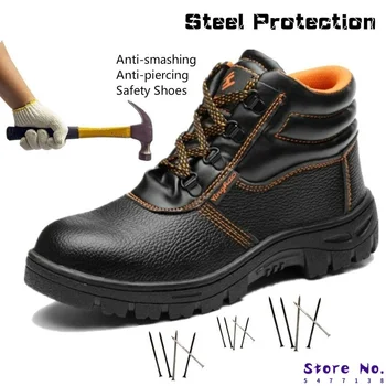 

Men Safety Shoes Steel Toe Cap Work Shoes Puncture Proof Worker Shoes Man Ankle Boots Hiking Boot