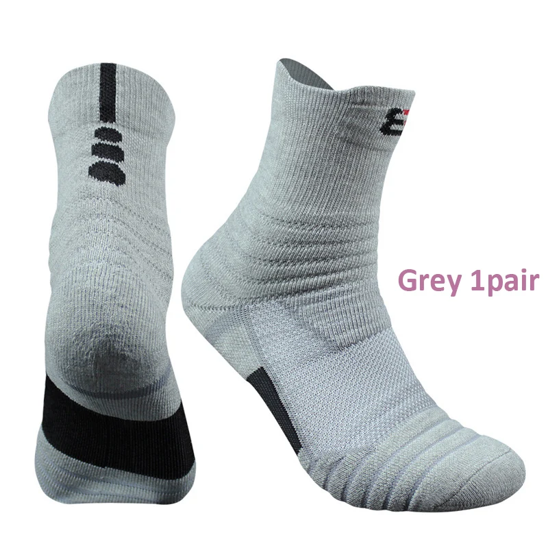 3pair grey 3 пар/лот, мужские носки, уплотненные полотенца, хлопковые спортивные носки, баскетбольные, походные, теннисные носки средней длины, носки-лодочки для мужчин - Цвет: 3pair grey