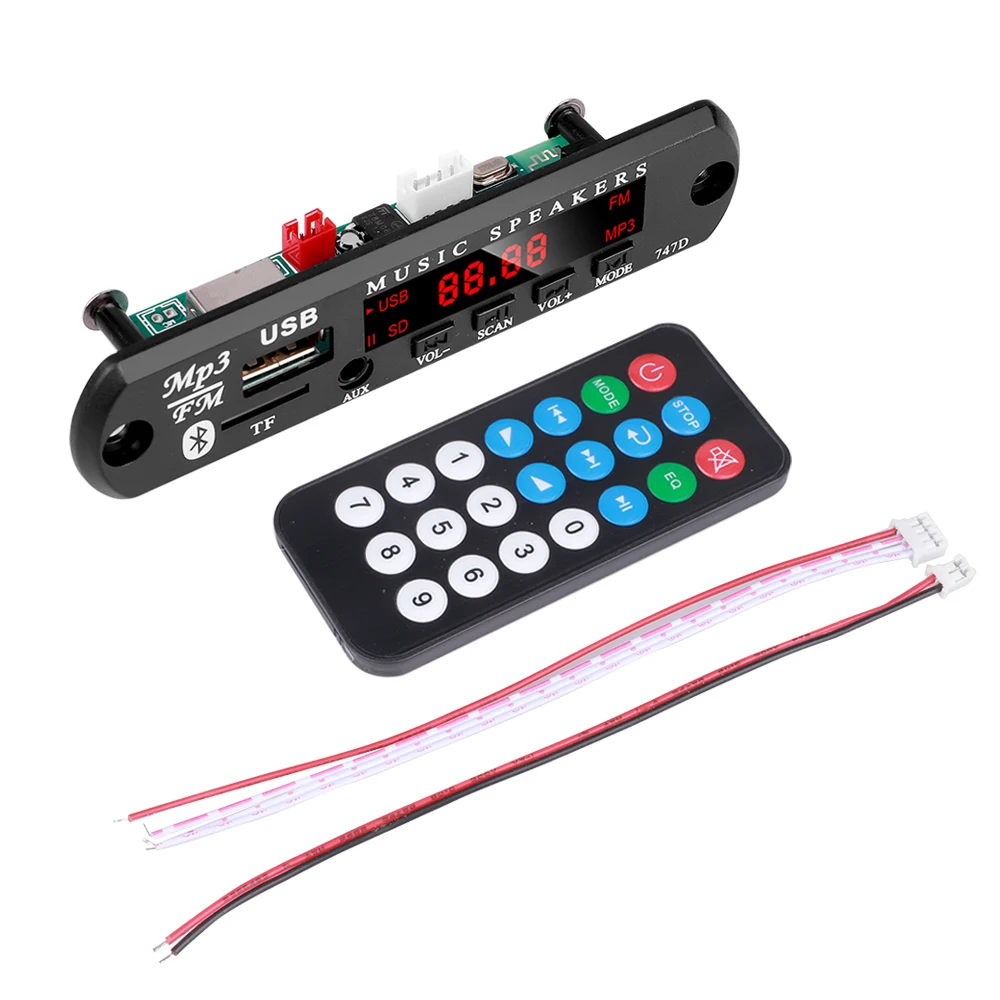 Цветной экран DC 7V 12V MP3 декодер плата Bluetooth V5.0 приемник Автомобильный плеер USB