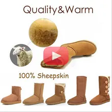 

Ladies Boots Thick Leather Wool Woman Large Size Winter Warm and Cashmere Non-Slip Women Mujer Cotton Shoes