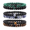 Hot 2pcs/Set Tiger Eye Black Lava Natural Stone Beaded Bracelets Couples Distance Bracelet Energy Elastic Rope Malachite Jewelry ► Photo 1/6