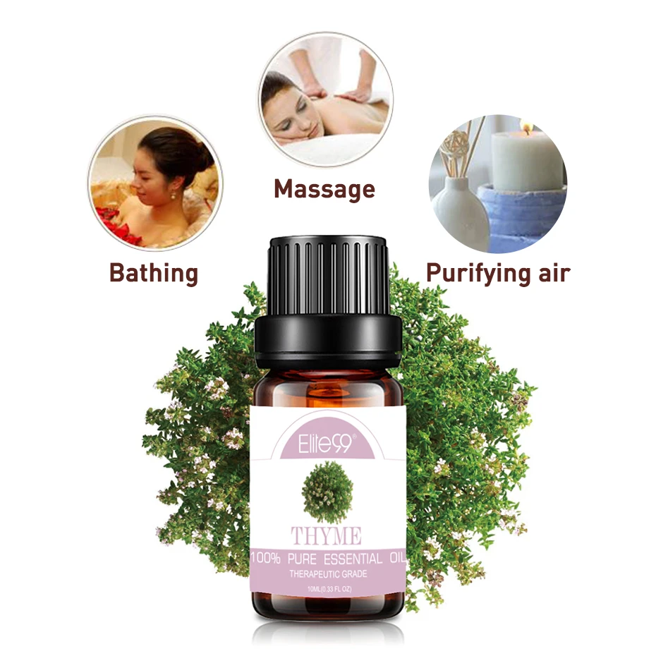 Elite99 10ml Thyme Essential Oil for Aromatherapy Diffusers Improve Immunity Skin Care Bathing Body Massage Oils |
