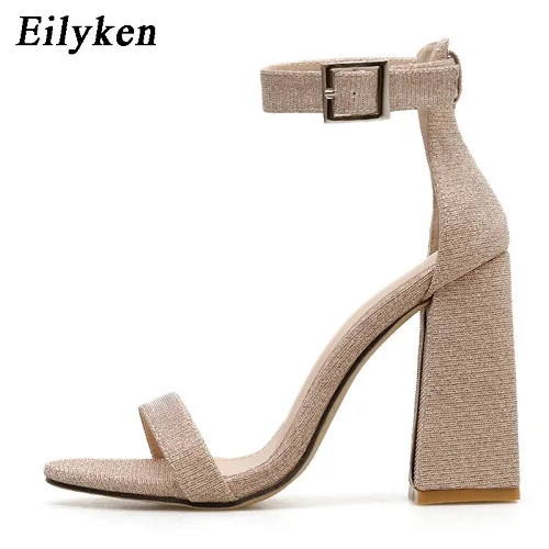 Apricot EilyKen/сандалии-гладиаторы; летняя офисная обувь на высоком каблуке; женские туфли-лодочки с ремешком и пряжкой; повседневная женская обувь; Абрикосовый Цвет; размеры 41-42 - Цвет: Apricot