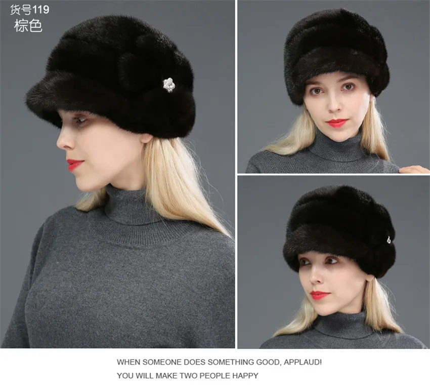 XINYAWEI, модная новинка, хит, шапка из натурального меха, женская зимняя меховая шапка, норковая шапка из русского меха, женская шапка с утиным язычком, шапка