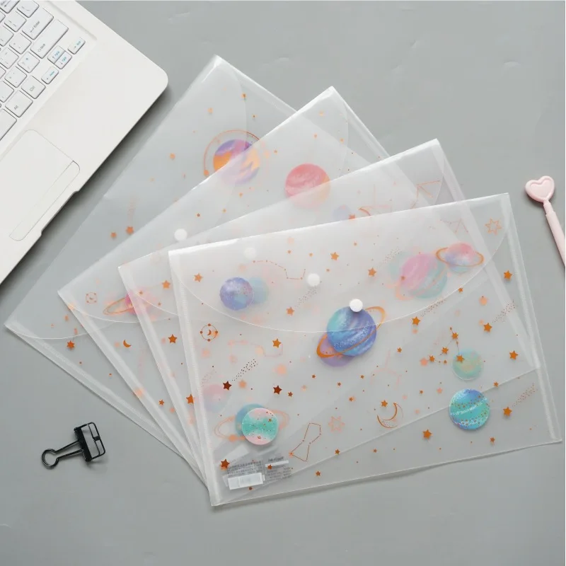 

A4 Space Planet Track Waterproof File Folder Document Filing Bag Transparent Organizer Bag Stationery School Office Supplies