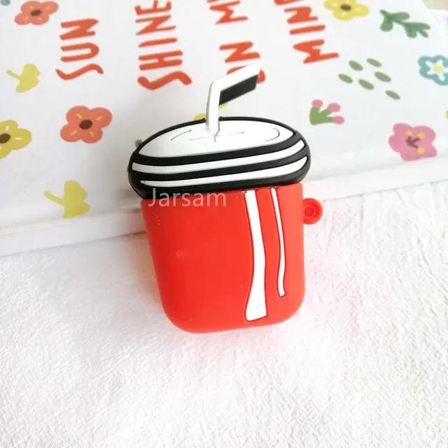 Creativity Cartoon funny cute silicone Case For Airpods 2 1 cover For Air pods 1 2 Case Wireless charging soft Cover Box Soda