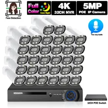 

32 Channel NVR Kit 5MP POE CCTV Camera Security System Kit 32CH 4K NVR Color Night Vision Video Surveillance Camera System Set