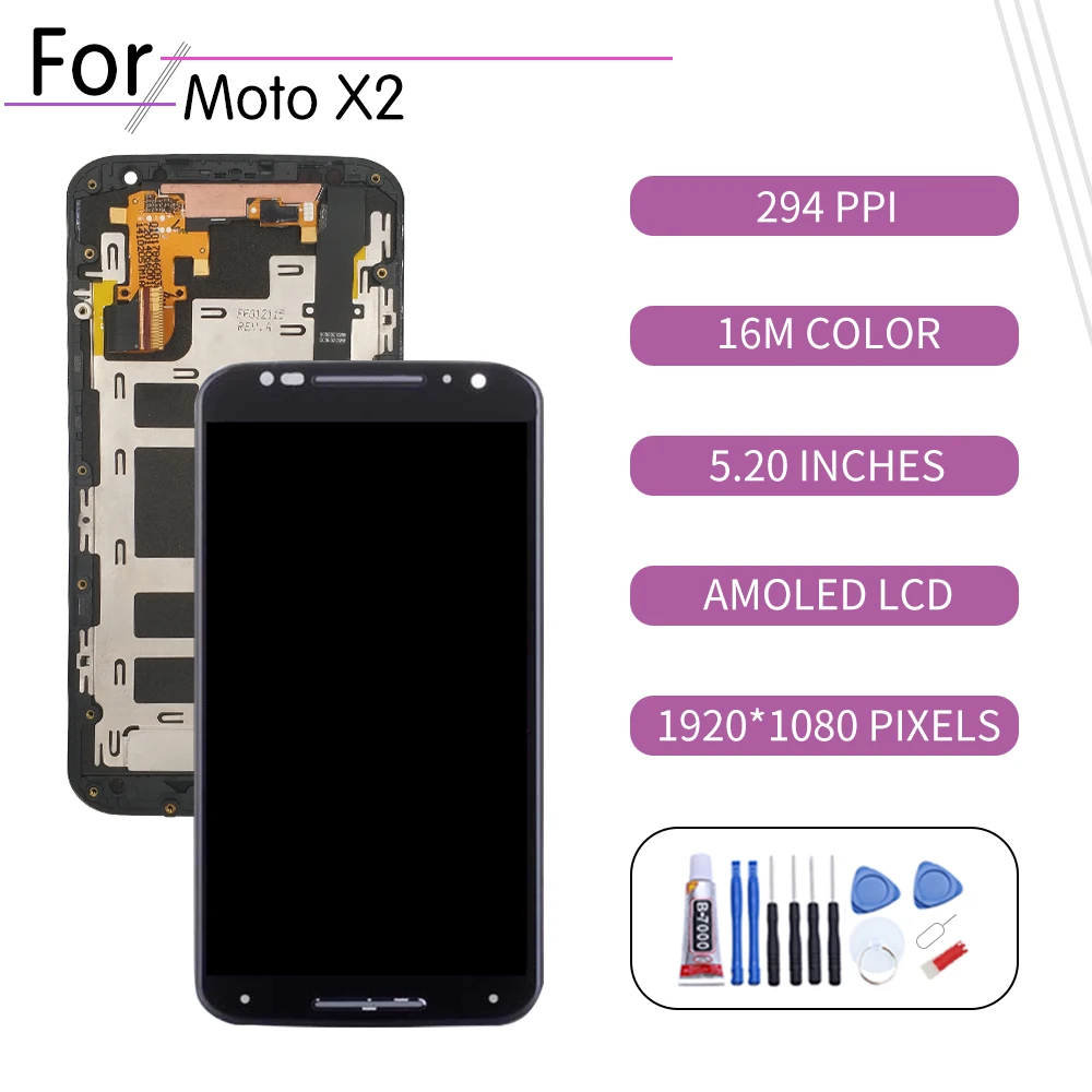 Оригинальный сенсорный ЖК-экран для Motorola Moto X2 дигитайзер в сборе MOTO замена