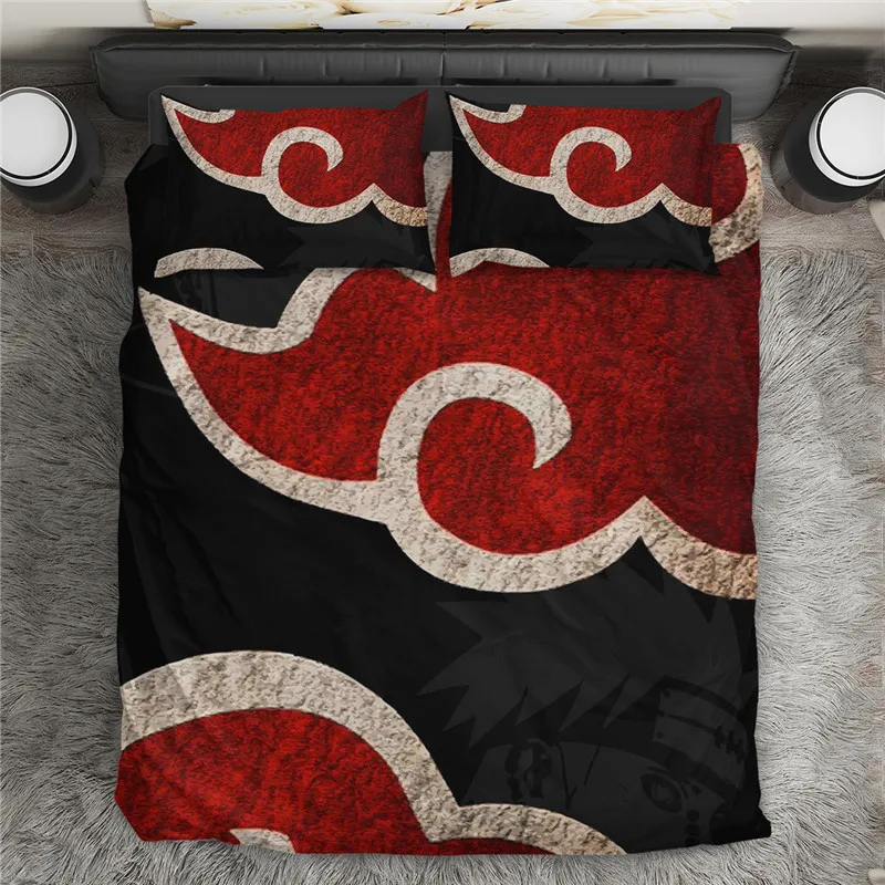 Uzumaki Duvet Cover Cartoon Bedding Set Red Cloud Print Quilt Comforter for Kids Boy Girls Bedroom Decor Home Textile | Дом и сад