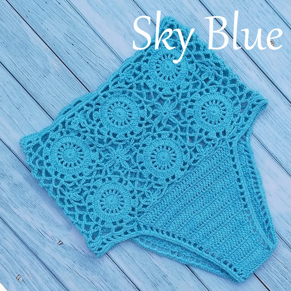 Elevate your swimwear collection with our High Waist Crochet Flower Bikini Bottoms. These stylish thong-style swimsuit shorts feature a delicate hollow-out design, perfect for adding a touch of elegance to your beachwear wardrobe.