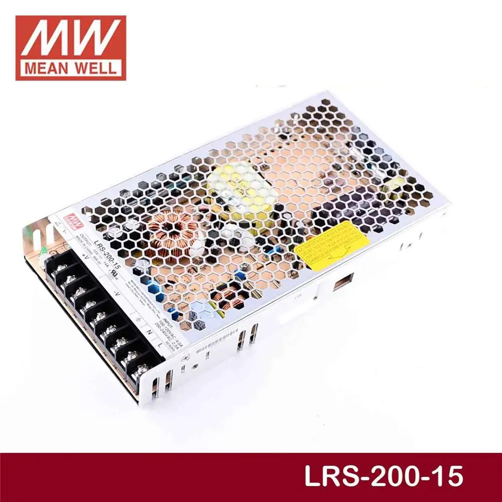 Бренд MEAN WELL представляет LRS-200-15 15V 14A meanwell LRS-200 15V 210W один Выход переключение Питание