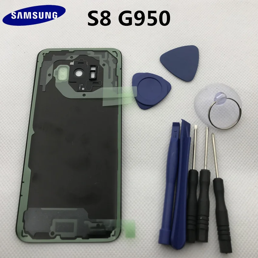 Новая Оригинальная Задняя крышка батареи для samsung Galaxy s8 edge G950 G950F Задняя стеклянная крышка корпуса с логотипом+ наклейка+ Инструменты