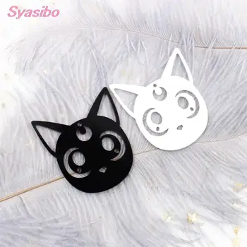 

(4piece) AC1418-50mm Hollween Earrings Laser Cutout 2.0" Acrylic White Black Cat For Earrings