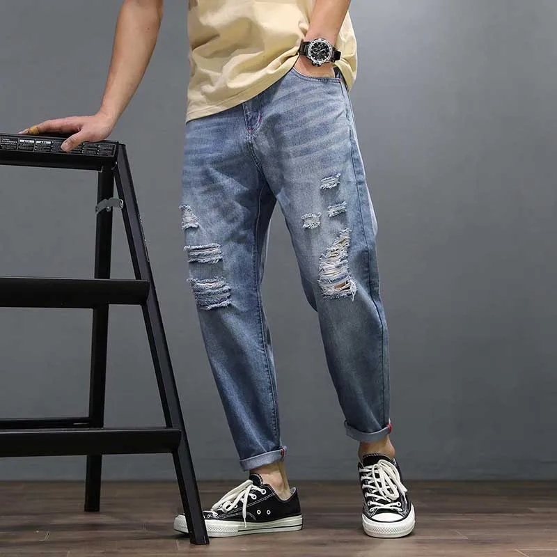Loose Baggy Harem Ripped Jeans Men 
