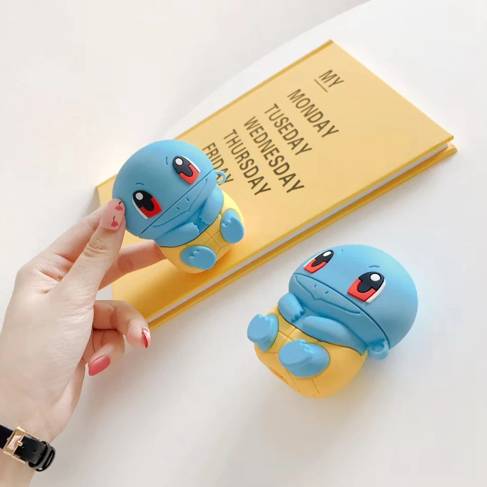 3D Силиконовый наушник чехол для Airpods 2 Чехол милый мультяшный чехол с изображением животного для Airpods 1 чехол для наушников с брелком