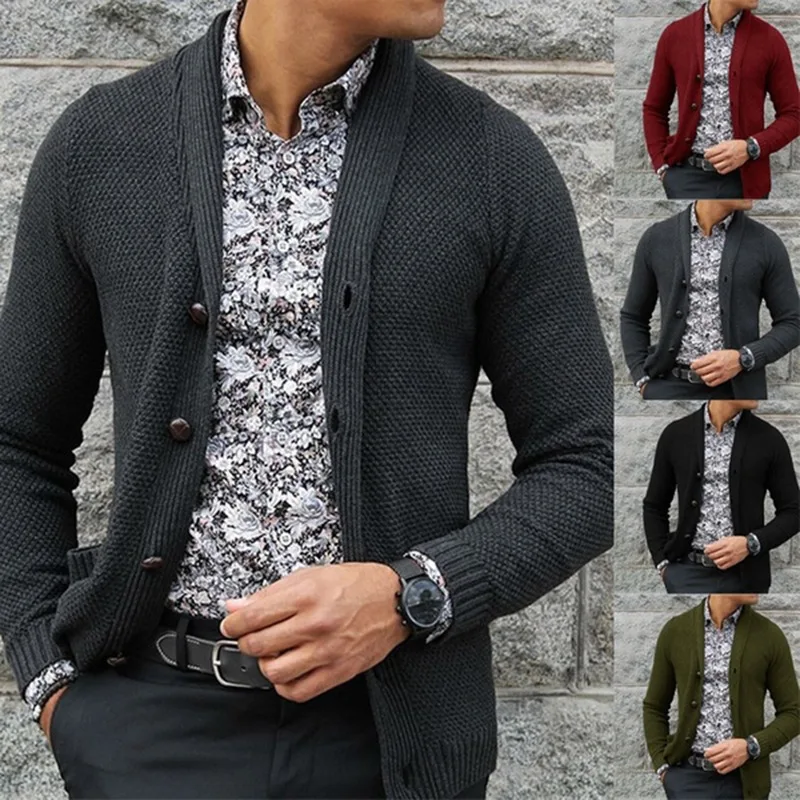 Winter Cardigan Sweater Men Shawl Collar Button Placket Mens Knitted Sweaters Casual Slim Fit Warm Christmas Jacket Coat Pull Winter Cardigan Sweater Men Shawl Collar Button Placket Mens Knitted Sweaters Casual Slim Fit Warm Christmas Jacket Coat Pull