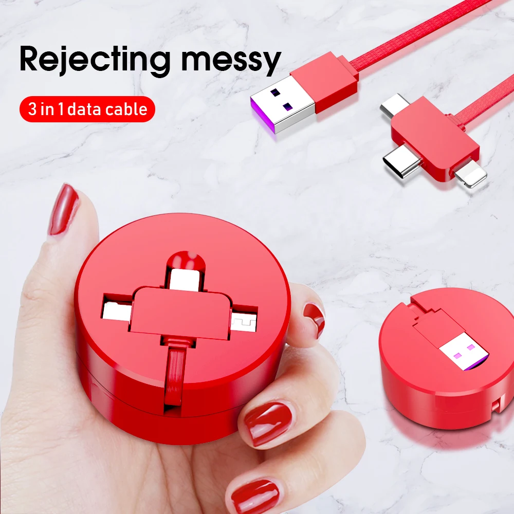 3 в 1 USB кабели для iPhone XS Max X type C Быстрая зарядка Регулируемый зарядный кабель Micro USB для Xiaomi huawei