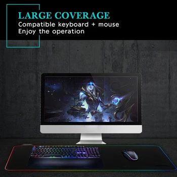 

Large Computer Keyboard Mat Oversized LED Glowing Mouse Pad Gamer 800x300mm Gaming Luminous Mousepad USB For PC Game