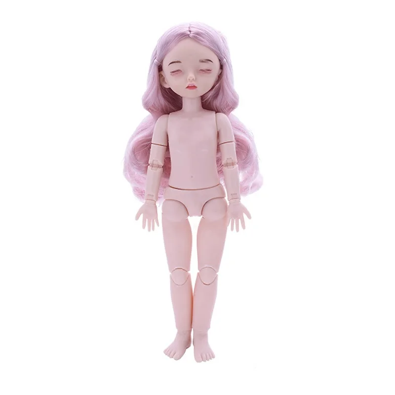 28 см спящие BJD куклы 20 подвижная шарнирная кукла BJD кукла для макияжа черный/розовый/коричневый парик волосы тело Nake DIY игрушки для девочек AT68 - Цвет: Doll B