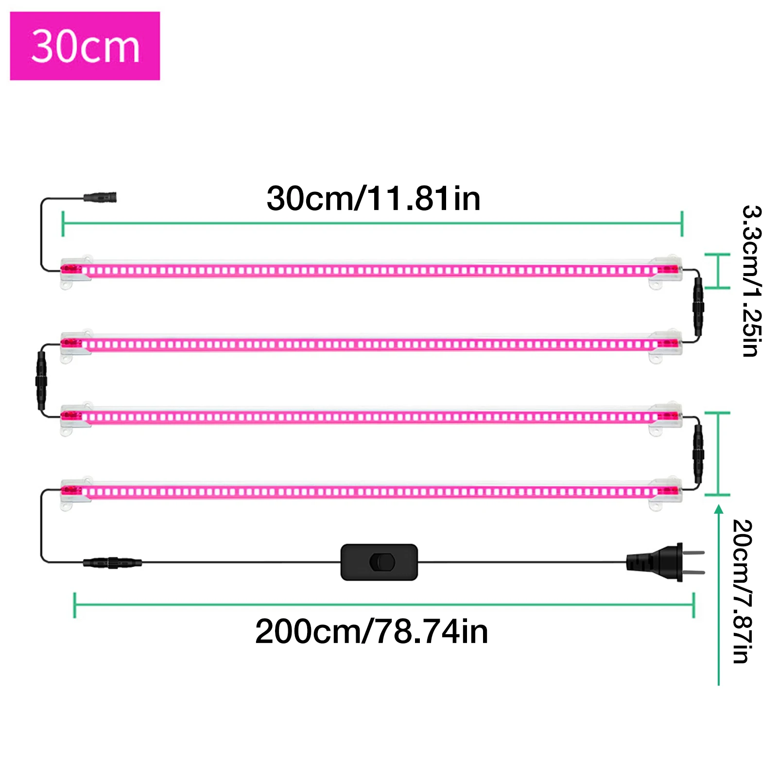 Plant Lights Growth Lamps Indoor Full Spectrum Led Grow Light Strip Connect In SeriesMax 12 LED Plant Lamp For Gardening Succul