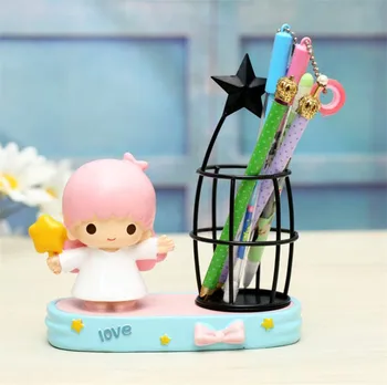 

Lovely Angel Figurines Pen Holder Study Resin Craft Ornaments Fashion Gift Home Office Table Decor