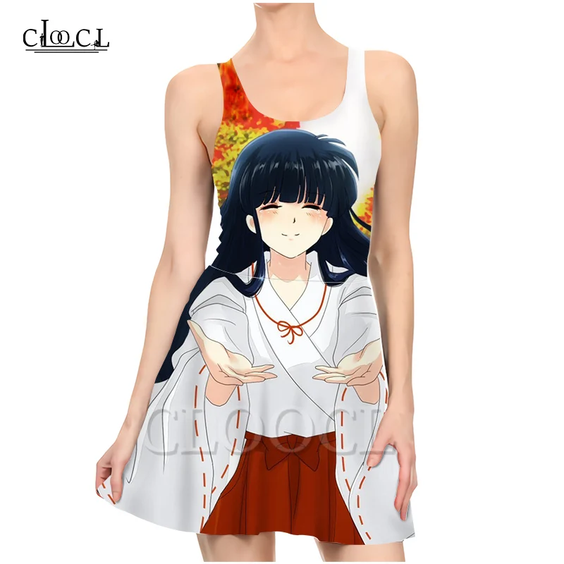 

CLOOCL Japanese Anime Inuyasha 3D Print Women Casual Fashion Sleeveless Dress New Sexy Slim 2021 Summer Beach
