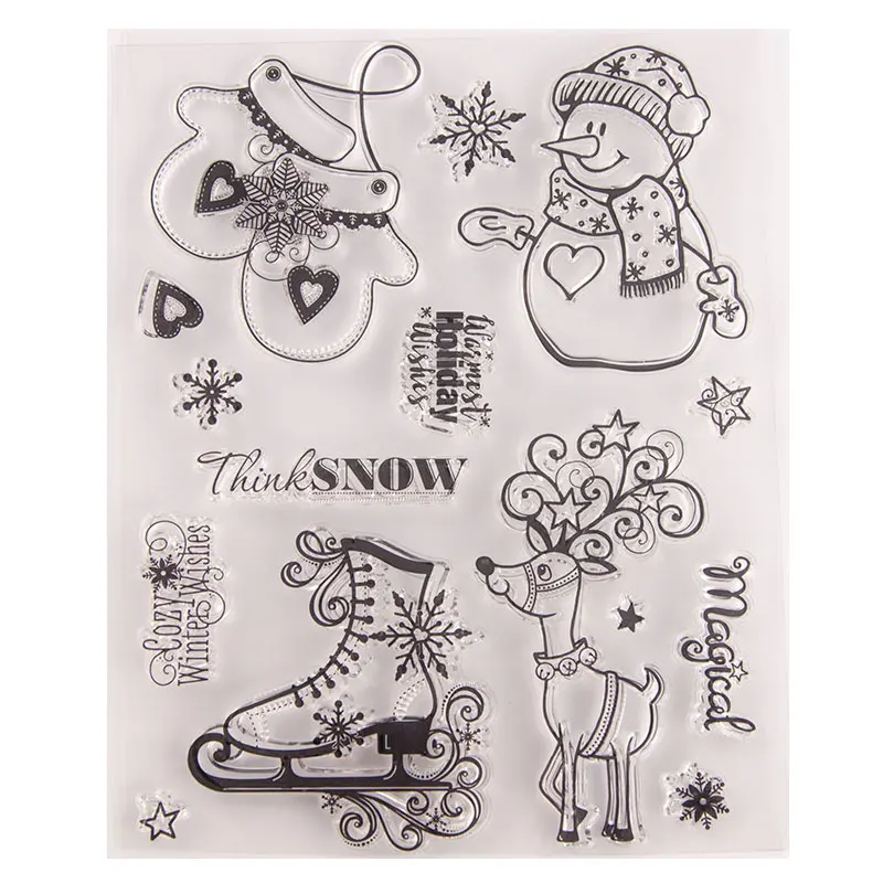 Christmas Stamps Santa Claus Snowflake Snowman Stamps Flower Clear stamp Butterfly Craft stamp for DIY scrapbooking paper card