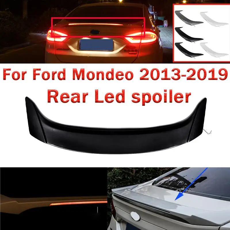 

Multicolor Auto Car Spoiler Car Rear Wing Primer Color Rear Spoiler For Ford Mondeos 2013-2019 Photoelectric Tail LED Spoiler