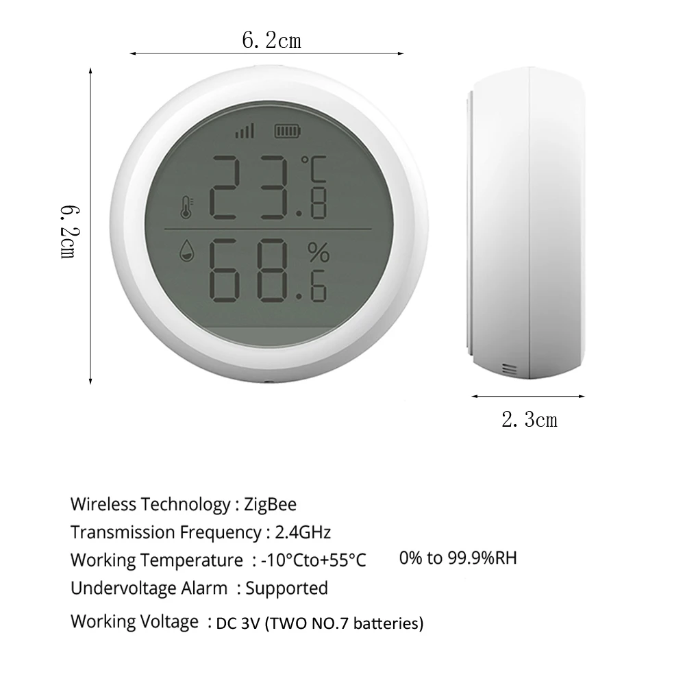 DC 3V Zigbee Temperature Humidity Sensor 100m Tuya Smart Temperature Sensor