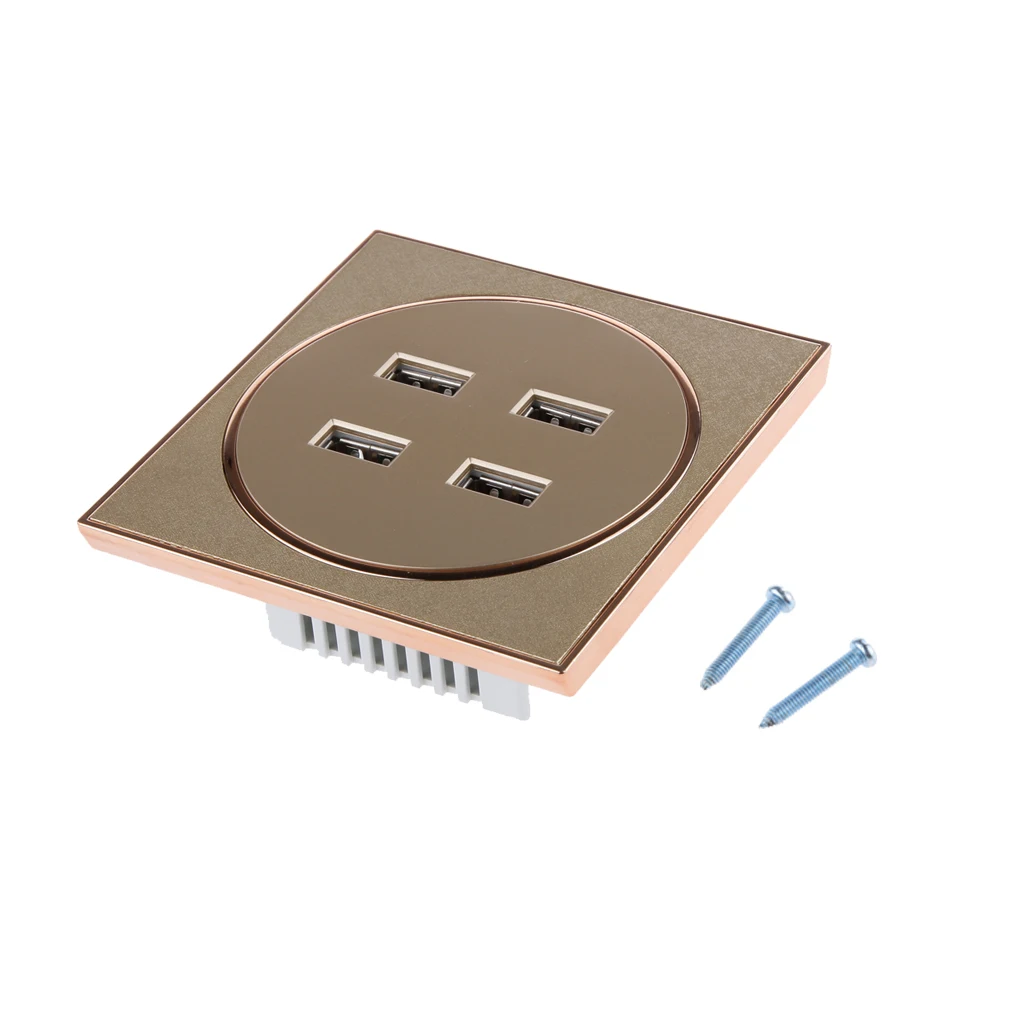 Brushed 3.1A 4 USB Ports Wall Socket Charger Electrical Panel Power Outlet