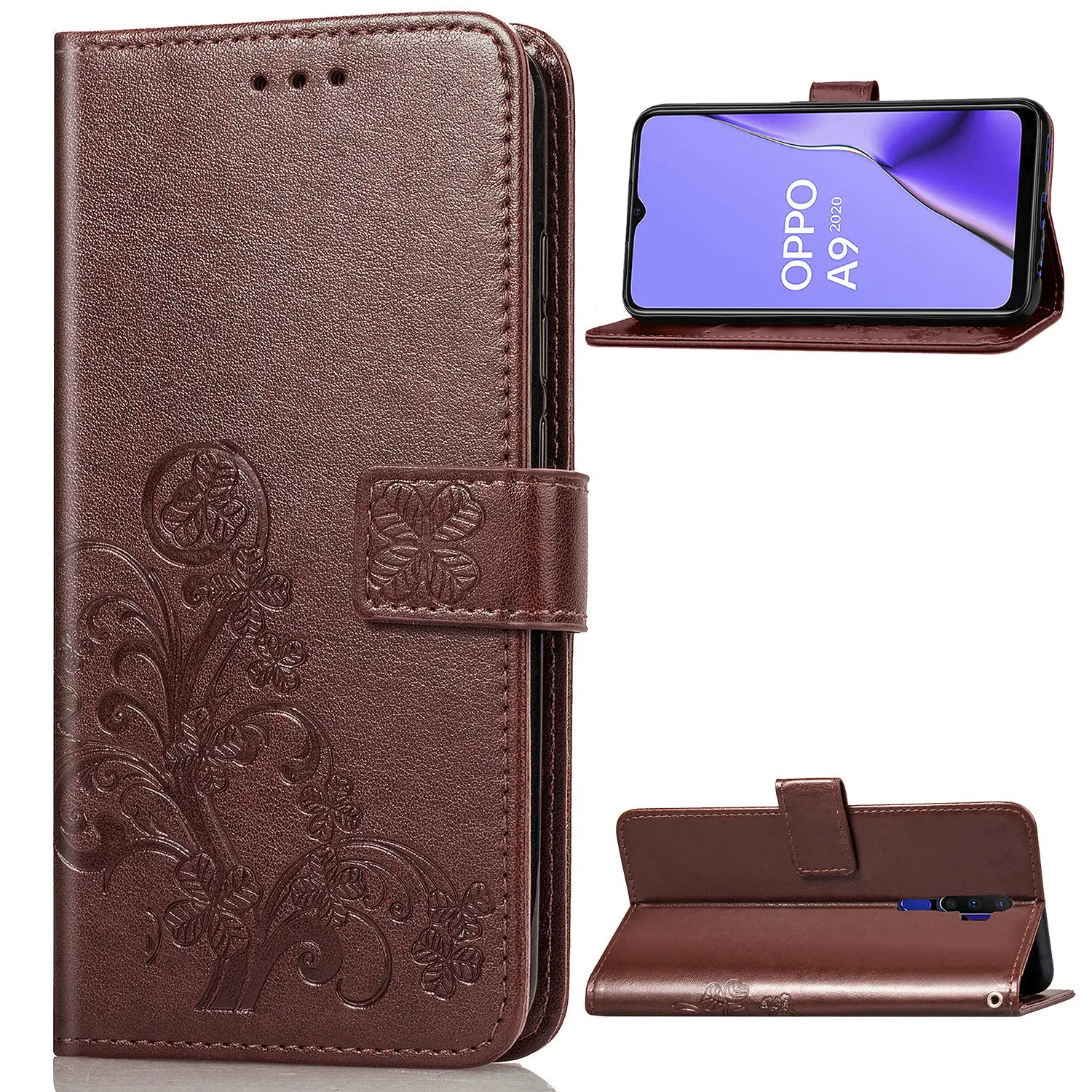 Коричневый Для Coque OPPO A5 PCHT30 чехол Роскошный чехол для телефона из искусственной кожи защитный чехол для Capa OPPO A9 PCHM30 чехол - Цвет: Коричневый