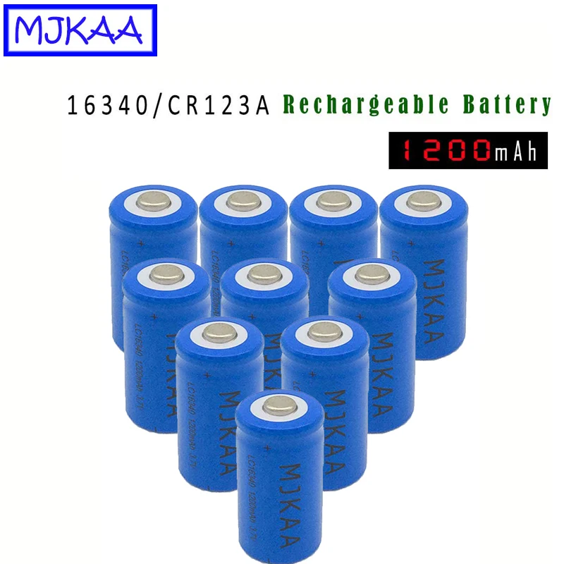 MJKAA 10/12/20Pcs 16340 CR123A 3.7V 1200mAh li-ion Rechargeable Battery Lithium 3.7 V CR 123A Batteries