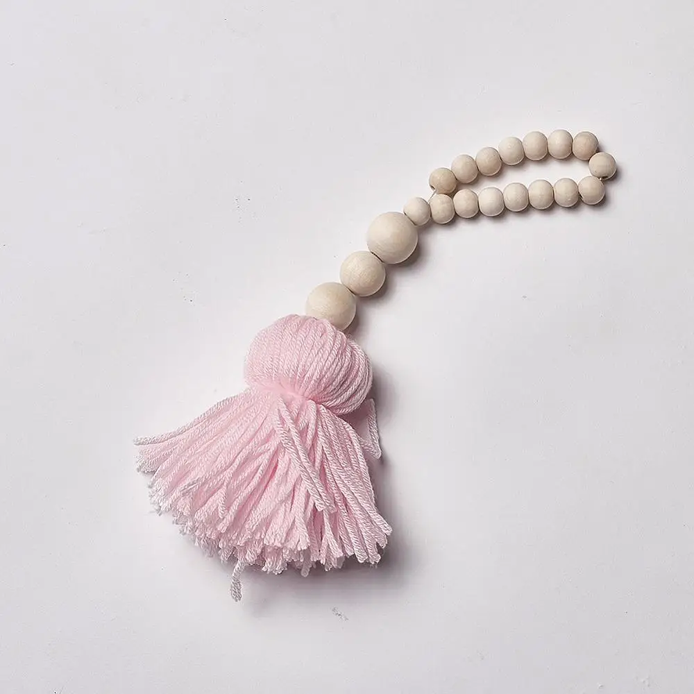 INS скандинавские деревянные украшения для дома бусины с кисточкой гирлянда