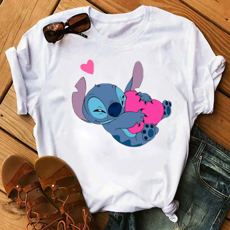 Женские футболки Lilo Stitch Harajuku Kawaii, модная футболка с милым мультяшным принтом, Женские повседневные топы, футболки, одежда для женщин - Цвет: WT0163