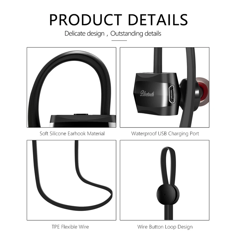 Новая bluetooth-гарнитура стерео наушники-вкладыши Беспроводные спортивные задние наушники с шумопоглощающим эффектом Нано покрытие водонепроницаемый