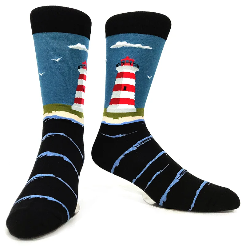 Men's Novelty Fun Graphic Cotton Socks - Unique Designs: Poker, Corgi, Frog, Burger, Piranha, Wolf, Avocado, Eagle
