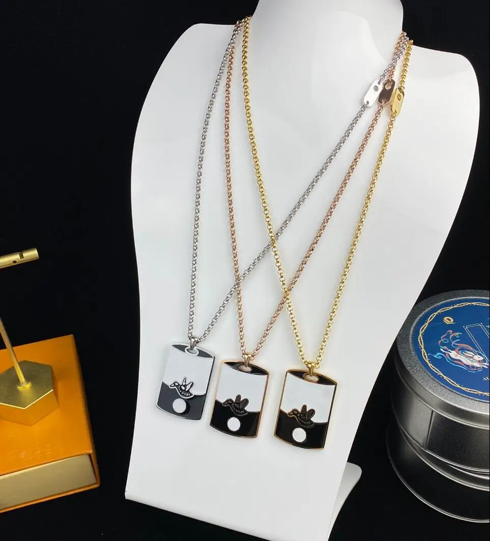Men Lady Women Titanium steel Long Chain Pendants Necklaces With Letter Square Charms Jewelry Supply | Украшения и аксессуары