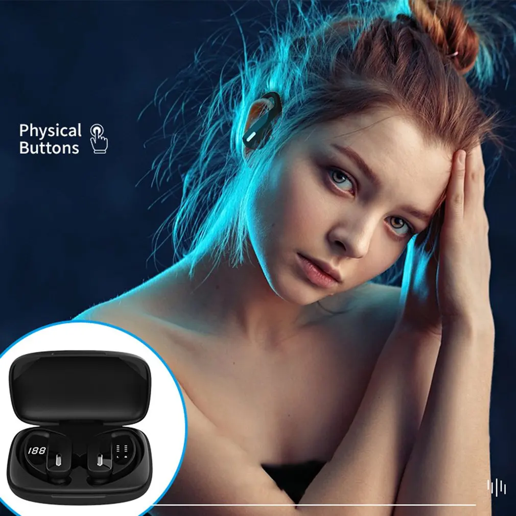 T17 Ear Hanging Type Sports Wireless Headset Black Led Power Display Lossless Noise Reduction Wireless Earphone