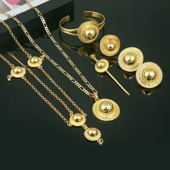 

Ethiopian Gold Color Hair Piece Hair Pin Women Fashion Eritrea Habesha African Jewelry Set